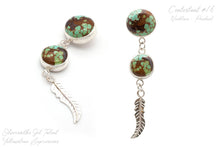 Load image into Gallery viewer, Two Cabochon Feather Pendant