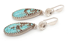 Load image into Gallery viewer, Long Oval Dangle Turquoise Earrings