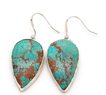 Load image into Gallery viewer, Large Turquoise Leaf Earrings