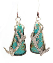 Load image into Gallery viewer, Elk Horn Turquoise Earrings