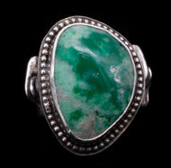 Cabochon Ring with Barb Wire Band