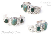 Load image into Gallery viewer, Stamped Gemstone Cuff
