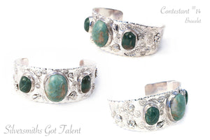 Stamped Gemstone Cuff