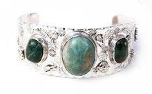 Load image into Gallery viewer, Stamped Gemstone Cuff
