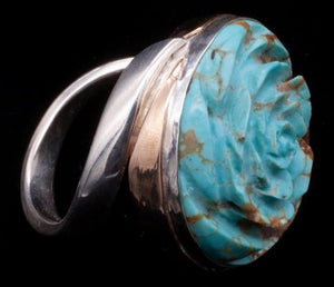 Carved Turquoise Ring