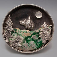 Wolf and Moon Pendant