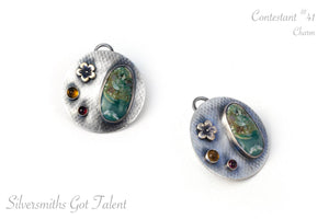 Round Flower and Gemstone Charm