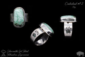 Rectangle Ring with Bear Print Inlay Band