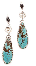 Load image into Gallery viewer, Long Oval Dangle Turquoise Earrings
