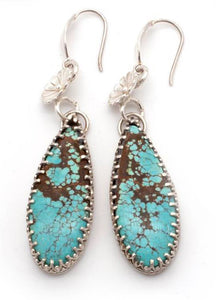 Long Oval Dangle Turquoise Earrings