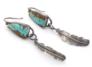 Turquoise with Feathers Earrings