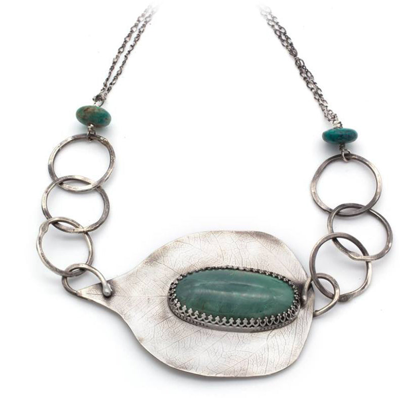 Leaf and Rings Necklace