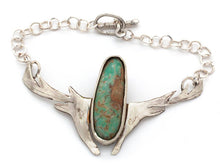 Load image into Gallery viewer, Silver Elk Horn and Cabochon Bracelet
