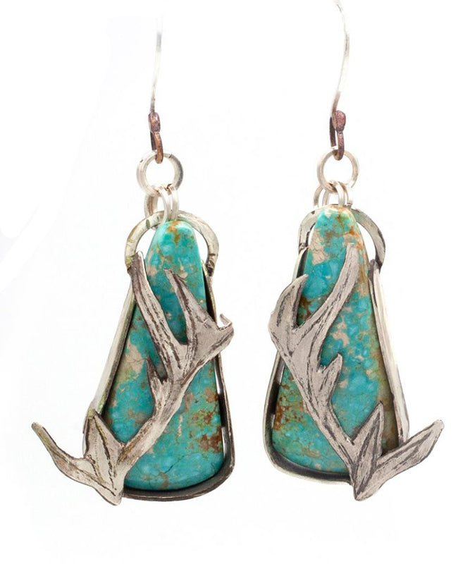 Elk Horn Turquoise Earrings