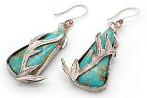 Elk Horn Turquoise Earrings